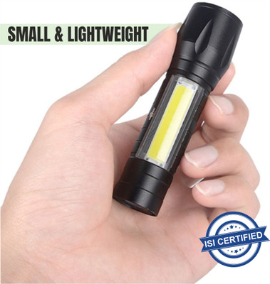 Pick Ur Needs Rechargeable 9W LED Mini Emergency Light Torch Zoomable Flashlight Torch(Black, 9 cm, Rechargeable)