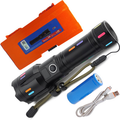 CICASTO New High Power Long Range Zoomable 5 Mode Torch Rechargeable 6 hrs Torch Emergency Light(Black)