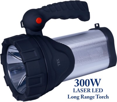 TRX 3 km long range laser aluminum body 300w 3 mode jumbo blinker kisan torch light Torch(Multicolor, 23 cm, Rechargeable)