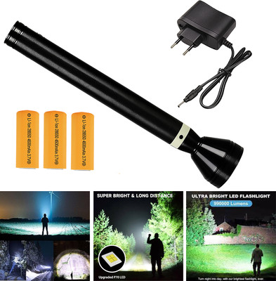 CICASTO Portable LED Torch for Outdoor Travel Camping and Emergency Use Torch(Black, 34 cm, Rechargeable)