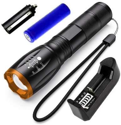 Small Sun Full Metal Body 700 Meter 5 Mode 2200mAh Battery Waterproof LED Torch Light Torch(Black, 13.6 cm, Rechargeable)