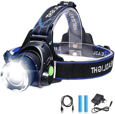 Otiporter Headlamp,USB Rechargeable Head Torch Headlight LED Headlamp(Black)