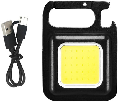SMALL-SUN KeychainLight with Bottle Opener Magnetic Base Mini COB Rechargeable Flash Light Torch(Black, 6.1 cm, Rechargeable)