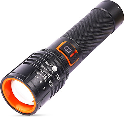 Care 4 USB Rechargeable Long Range Torch Light For Emergency Torch(Black, 14 cm, Rechargeable)