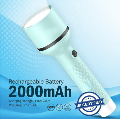 Oximus Type-C Fast Charging Rechargeable Mini Pocket LED Torch Light for 5 hrs Torch Emergency Light(Green)
