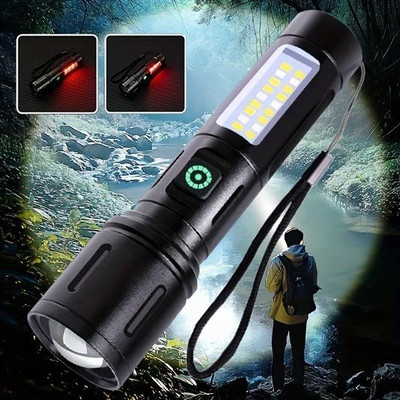 Dazzel Flex Metal Led Light Long Range 1000 Meter|1 Km High Power Zoomable & Type-C Torch(Black, 13.5 cm, Rechargeable)