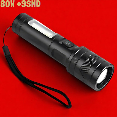 3BAAN X89 (Rechargeable LED Metal Torch) Zoomable with 3 Modes Flashlight Torch(Multicolor, 11 cm, Rechargeable)