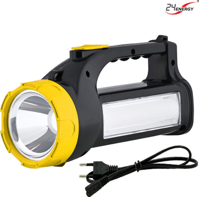 24 ENERGY Long Range Laser Torch with Side SMD Light | Yellow Torch(Yellow, Black, 19.7 cm, Rechargeable)