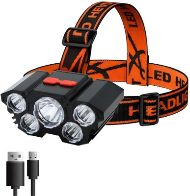 Dyzo Rechargeable LED Headlamp Torch with Adjustable Strap – Ideal for Outdoor Torch(Black, 8 cm, Rechargeable)