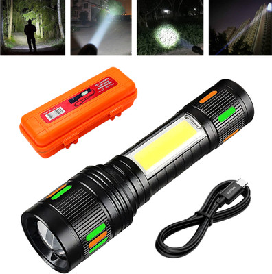 Regals Choice Dual Mode Torch Light – Focus Beam & Flood Light Torch(Black, 15 cm, Rechargeable)