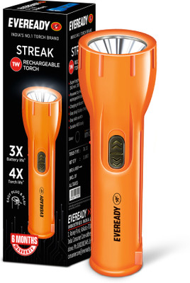 EVEREADY Tejas DL 87 1W Handheld LED Torch(Orange, 20 cm, Rechargeable)