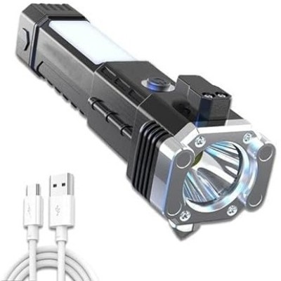 G2L New Rechargeable Torch Flashlight Long Distance Range Car Rescue Torch(Black, 6 cm, Rechargeable)