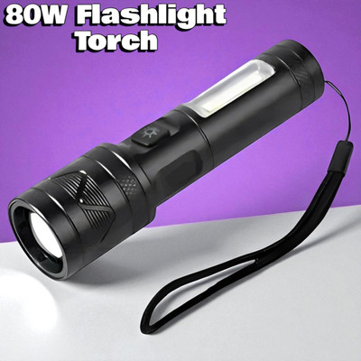 3BAAN A209 (ZOOMABLE METAL LED TORCH) 3 Modes Flashlight, Super Bright Torch(Black, 11 cm, Rechargeable)