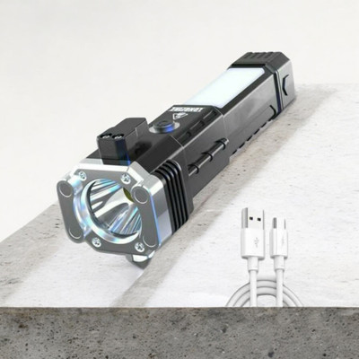 MOMENTIME 11W LED Torch Flashlight-44 Torch(Black, 15 cm, Rechargeable)