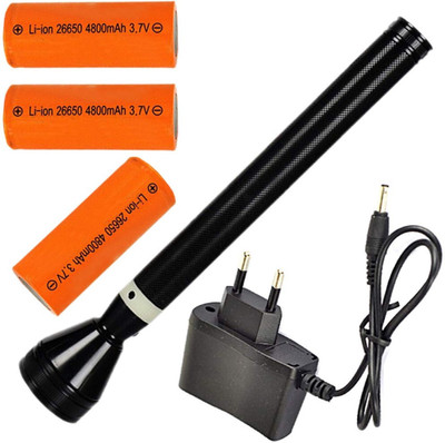 ssmall sun Bright LED Waterproof Rechargeable Flashlight T-98 Long Emergency Use Light Torch(Black, 27 cm, Rechargeable)