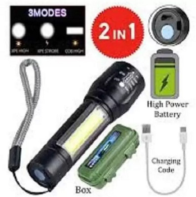 S S Enterprises Mini Light Zoom COB USB Charging Led Water Proof DP Torch Torch(Black, 9 cm, Rechargeable)
