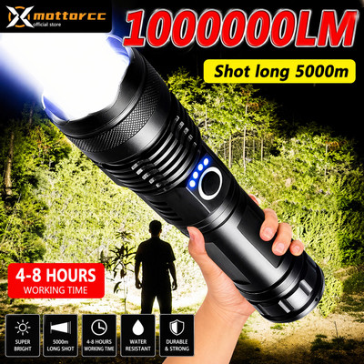 CRENTILA Super Flash Lights, Zoomable, 5 Modes, Flashlight For Framer, Garden, Security Torch(Black, 16.5 cm, Rechargeable)