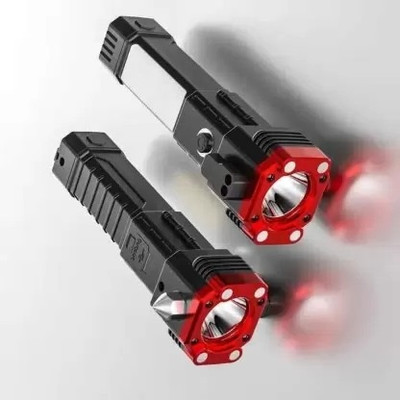 NKPR 4Modes LED Torch+Hammer+Seat Belt Cutter+Power Bank 65 Torch(Black, 7 cm, Rechargeable)