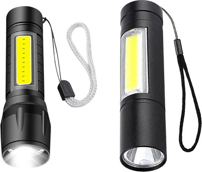 GLOWISH MINI POCKET PORTABLE ZOOM AND LED FOCUS COMBO TORCH PACK Torch(Black, 8 cm, Rechargeable)