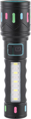 MZ M036C METAL ZOOMABLE LED TORCH-5 Modes Flashlight, Super Bright 80W LED Light Torch(Black, 14 cm, Rechargeable)