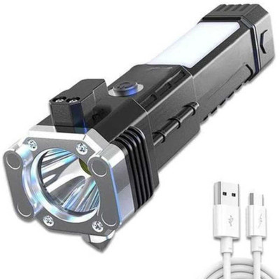 ASHIRWAD 3W TORCH MULTI-FUNCTION CAR SAFETY HAMMER, EMERGENCY LIGHT TORCH Torch(Black, 6 cm, Rechargeable)