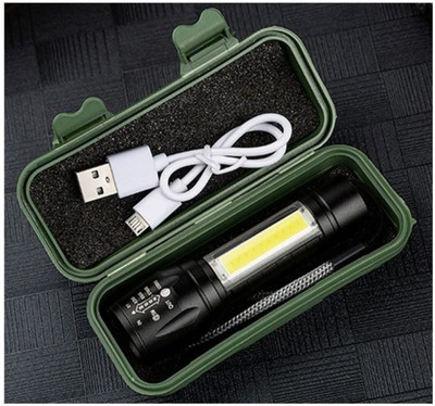 Saviraj Mini Waterproof Portable LED Flashlight USB Rechargeable 3 Modes Light Torch(Black, 4 cm, Rechargeable)