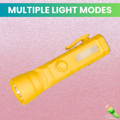 SACRO USB Rechargeable Torch with Ultra-Bright LED Front and Side Angle COBB LightW86 Torch(Multicolor, 15 cm, Rechargeable)