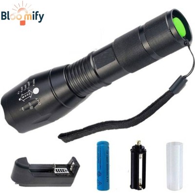 BloomiFy BMT-M6 Super Bright Zoomable Rechargeable Torch – 5 Lighting Modes Torch(Black, 13.5 cm, Rechargeable)