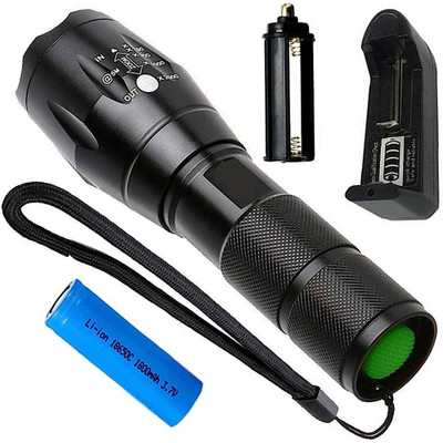 jazam A High Brightness Portable Rechargeable Torch Flashlight, Super Bright Led Smart Torch(Black, 12 cm, Rechargeable)
