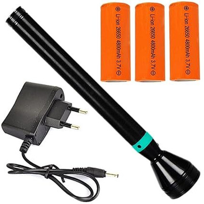 JGG Jain Gift Gallery JGG - Rechargeable Ultra Bright LED Flashlight 1500 m Range Flashlight Torch Torch(Black, 30 cm, Rechargeable)