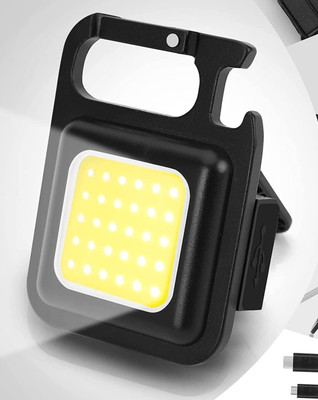 MHAX Multifunction Keychain LED Light with Bottle Opener_Mini_COB Rechargeable 1 hrs Torch Emergency Light(Black)