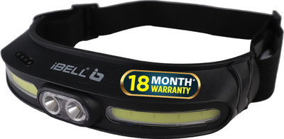 iBELL HL8245S Rechargeable Headlamp, LED Flashlight Headband, 5 Light Mode, Long range Torch(Black, 18.5 cm, Rechargeable)