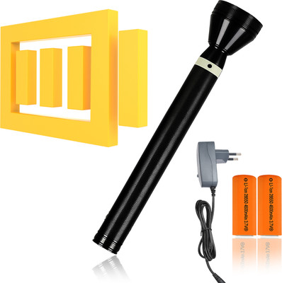 CICASTO Heavy Duty Metal Torch with Strong Illumination Torch(Black, 27 cm, Rechargeable)