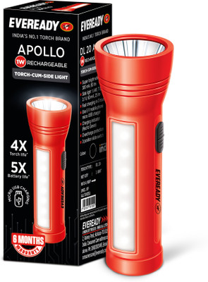 EVEREADY Apollo DL 20 1W LED Torch with Side Light Torch(Multicolor, 13.6 cm, Rechargeable)