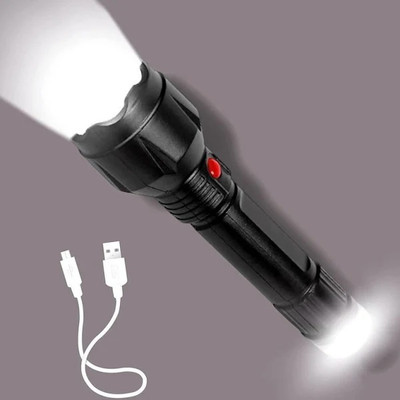 OT SUPER 500 Meter Long Beam 2 in1 Waterproof Led Flashlight Torch With Rechargeable Torch(Black, 15 cm, Rechargeable)