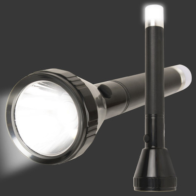 Care 4 DM-9050 Rechargeable flashlight 100 w with 25 w night lamp at the end Waterproof maximum lighting time 20 hrs , double battery charging with fast charging 4 MODES (high,low,back lamp and blinker) Torch(Black, 27 cm, Rechargeable)