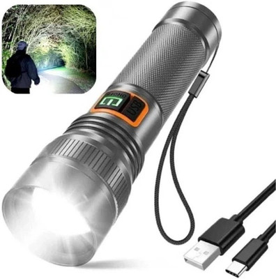 Dazzel Flex Metal Body Light Long Range 2 in 1 Long Distance Up to 0.4 Km high power Torch(Black, 13.5 cm, Rechargeable)