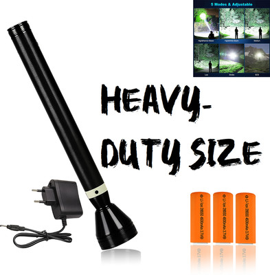 CICASTO Heavy Duty Long Range Torch with Powerful LED Beam for Trekking and Camping Torch(Black, 34 cm, Rechargeable)