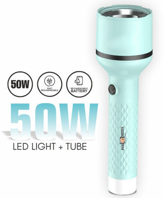 Pick Ur Needs Rechargeable Long Range Search Light With 4 Mode Light Long Backup LED Emergency Torch(Blue, 22 cm, Rechargeable)