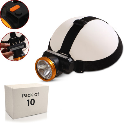 Robustt LED Head Light Waterproof Adjustable Head Lamp 75 watt (Pack of 10) Torch(Black, 32 cm, Rechargeable)