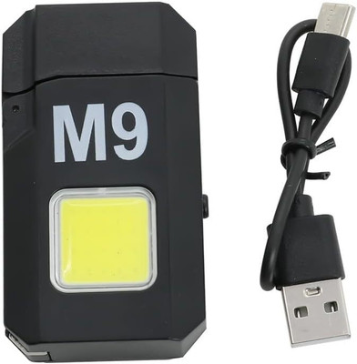 RHONNIUM Rechargeable Windproof Plasma Lighter Flashlight M9-12 Cigarette Lighter, Led Light(Black)