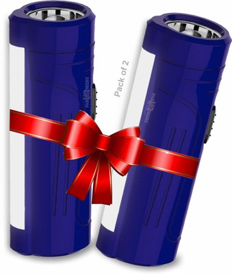 Pick Ur Needs Emergency Mini Pocket LED Light With 1200 mAh Lithium Battery Pack of 2 Torch(Blue, 10 cm, Rechargeable)