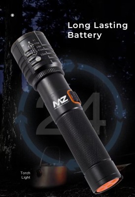 MZ 035 -ZOOMABLE LED METAL 5 MODE TORCH Flashlight, Super Bright Zoomable Torch(Black, 13.5 cm, Rechargeable)