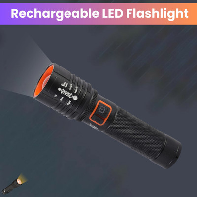 Guggu Rechargeable Torch Light Telescopic Zoom With 4 Audjustable Modes FlashlightO400 Torch(Black, 13.5 cm, Rechargeable)
