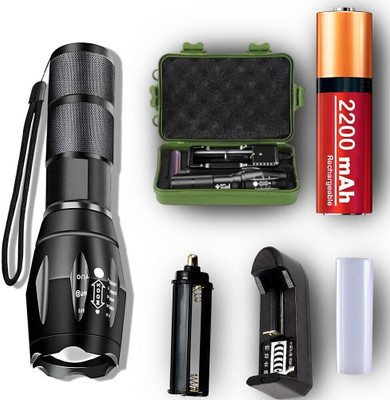 ApexBeam Tactical Flashlight with 5 Modes and Strong Beam Torch(Black, 12.85 cm, Rechargeable)