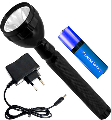 JOY-SUPER 500 Meter Range Waterproof LED 2W Torch Rechargeable 2 Mode 2200 mAh Battery Torch(Black, 20 cm, Rechargeable)