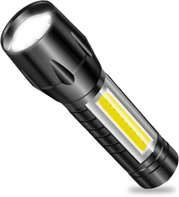 Make Ur Wish Emergency LED Light Rechargeable Zoomable COB 9W Flashlight Torch(Black, 9 cm, Rechargeable)