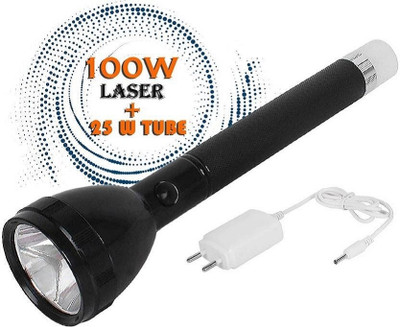 BloomiFy TWO IN ONE FLASH WITH BACK LIGHT-BMT_9050--19 Torch(Black, 27 cm, Rechargeable)