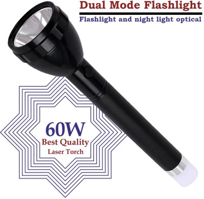 Dazzel Flex New 2in1_900M_Range Beam_4 Mode Rechargeable Battery Penlight60W Emergency Torch(Black, 27 cm, Rechargeable)