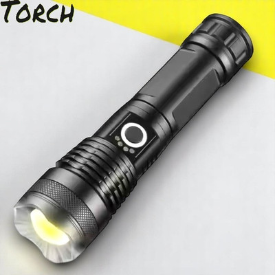 Sagaft H199 (ZOOMABLE METAL LED TORCH)5 Modes Flashlight, Super Bright Torch(Multicolor, 11 cm, Rechargeable)
